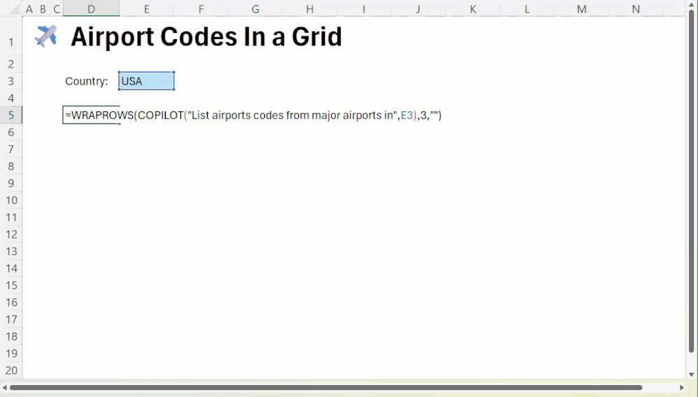 imgi_6_COPILOT Function Microsoft Excel Airport Codes Grid